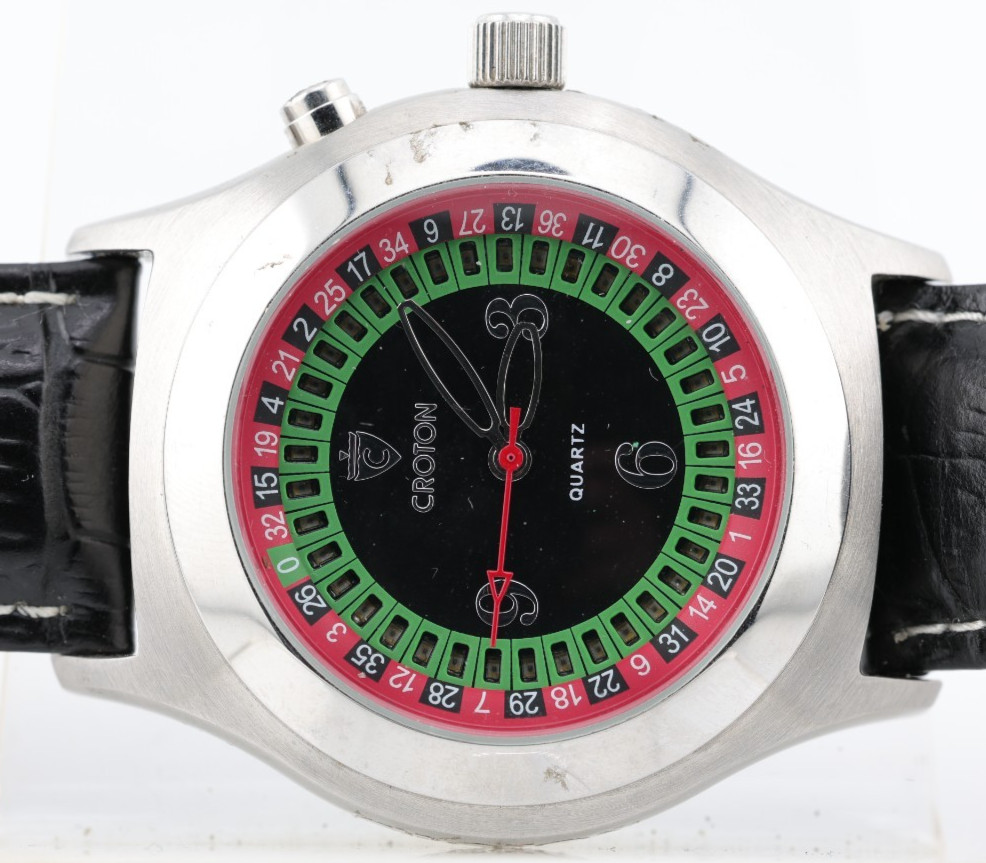 CROTON QUARTZ ROULETTE WRIST WATCH, 46mm 24mm LUG, RUNS (GV)