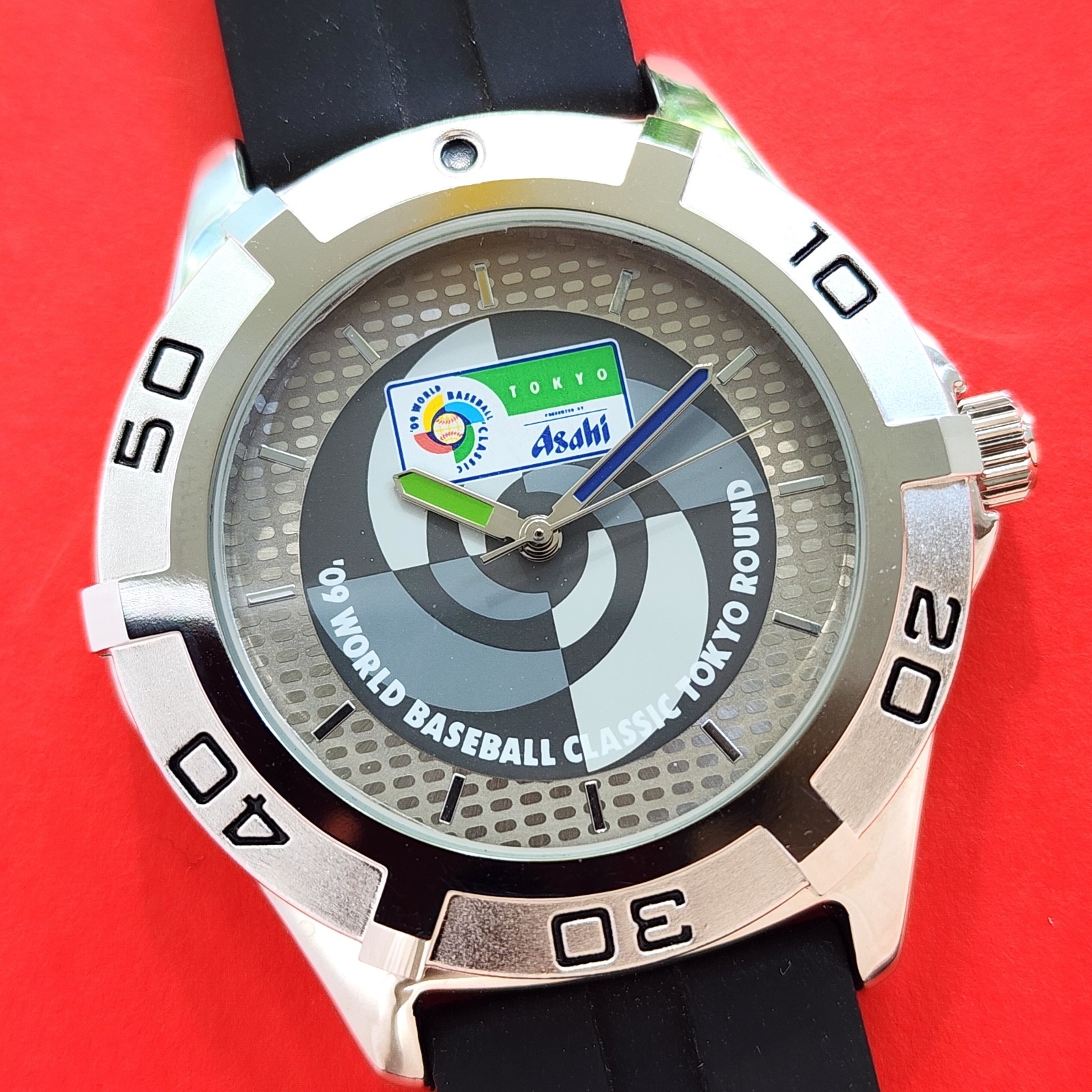 2009 World Baseball Classic Tokyo Round Watch Asahi With Original Box Mens