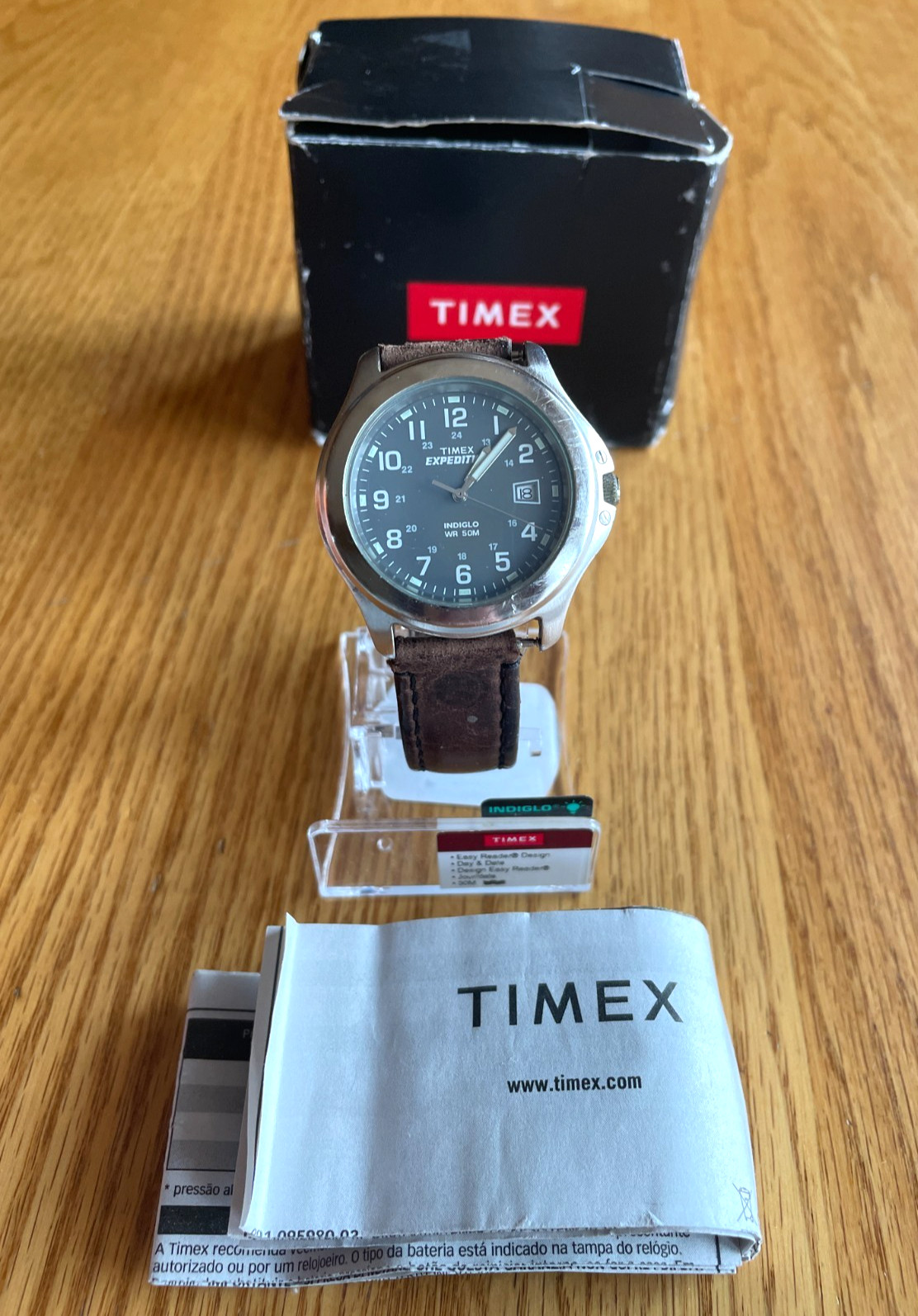 Timex Expedition Indiglo Watch Date WR50M CR2016 w/ Box & Manual Fully Working
