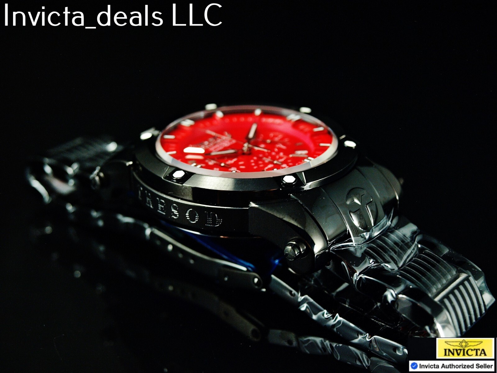 Tresod Men’s NAVMASTER Chronograph Red Dial Black Tone Sapphire Crystal SS Watch