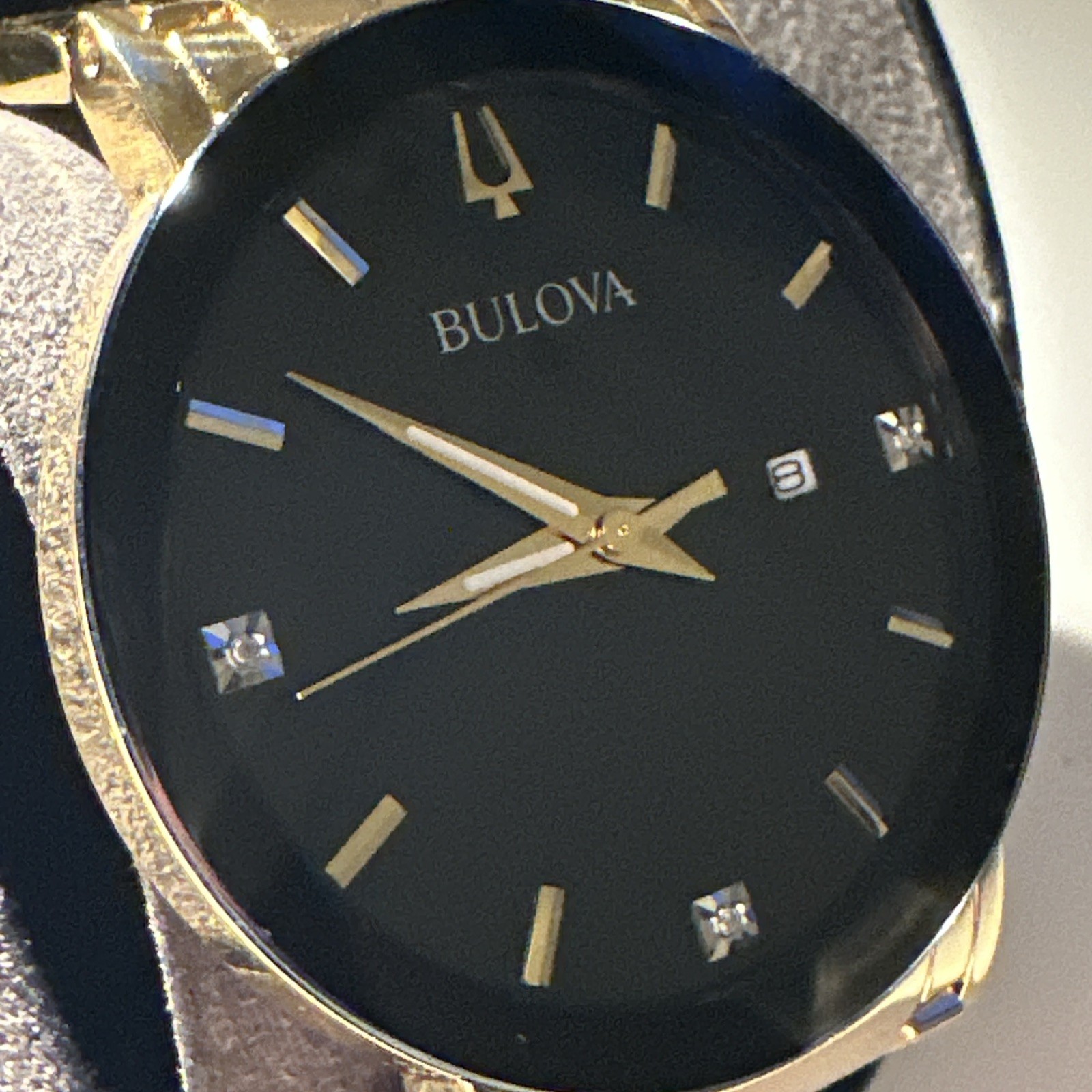 Bulova Futuro Mens Quartz Diamond Accent Date 42mm Watch 97D116