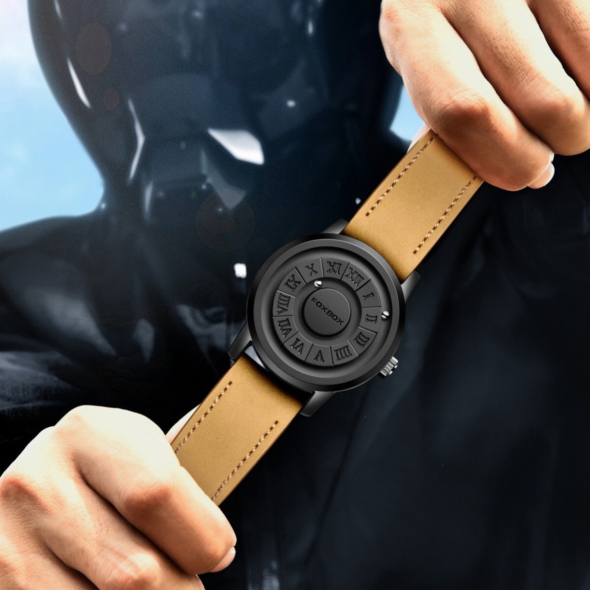 LIGE FOXBOX Men’s Quartz Watch Scrolling Bead Magne Wristwatches 3ATM Waterproof