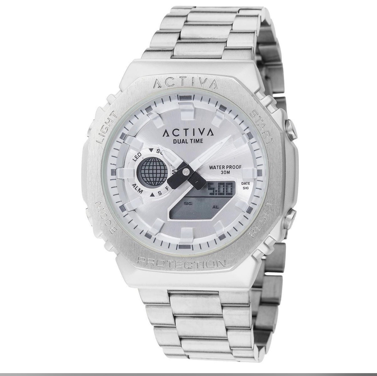Activa Signal X Digital Unisex Watch – 45.5mm, Silver (ACWM423-002) New