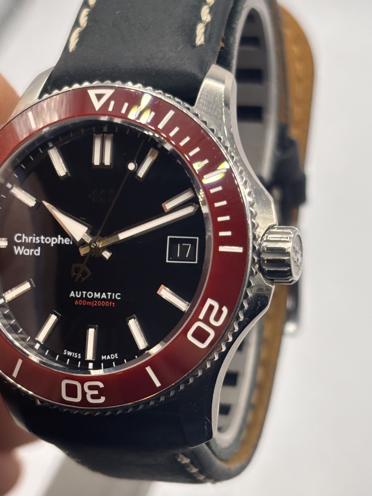 Christopher Ward C60 Trident Pro 600 Mk3 red bezel 38mm (01/2021) WH1396H