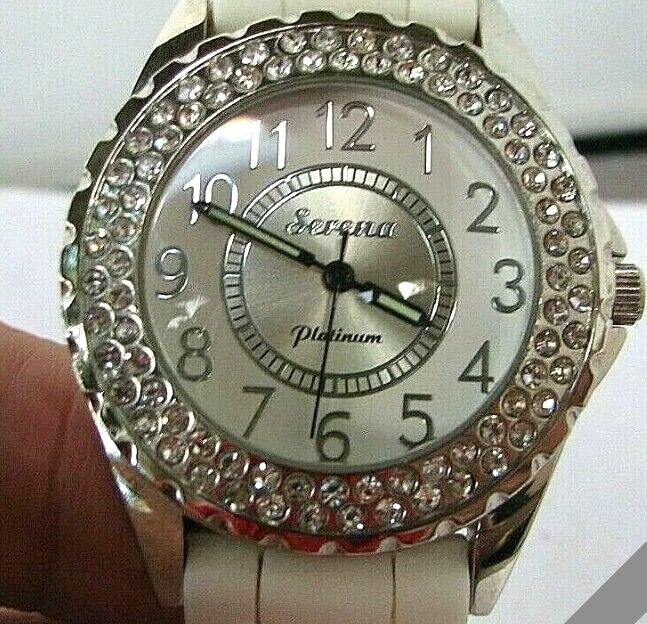 Serena Watch with battery powered Quartz movement and Rubber Bracelet.