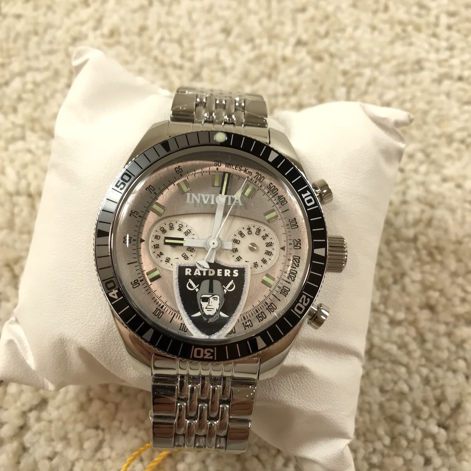 Invicta Las Vegas Raiders Mens 43mm Watch Stainless Quartz Dual Time 44993