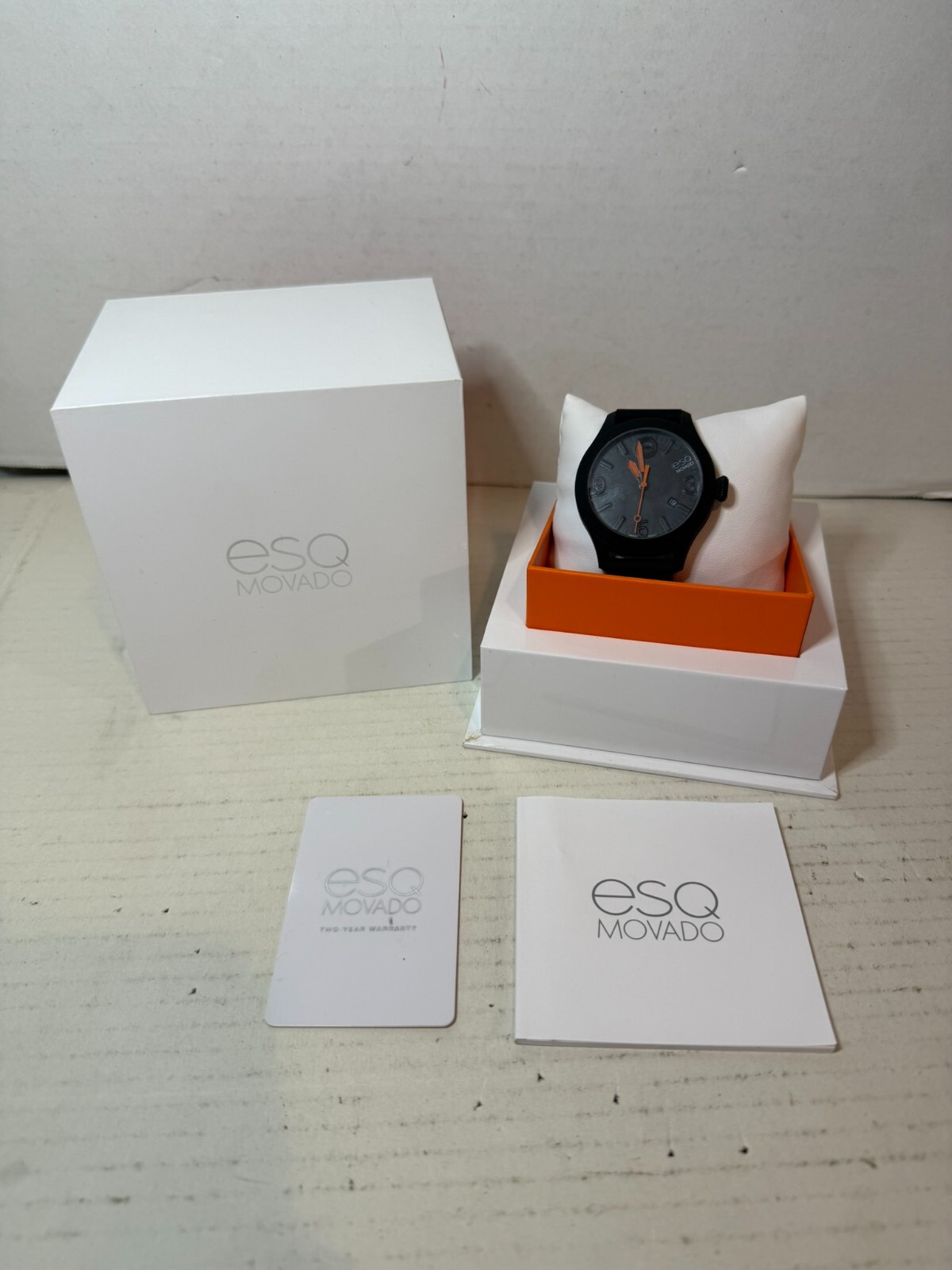 ESQ Movado One Men’s Black Silicone Straps Analog Date Dial Quartz Wrist Watch