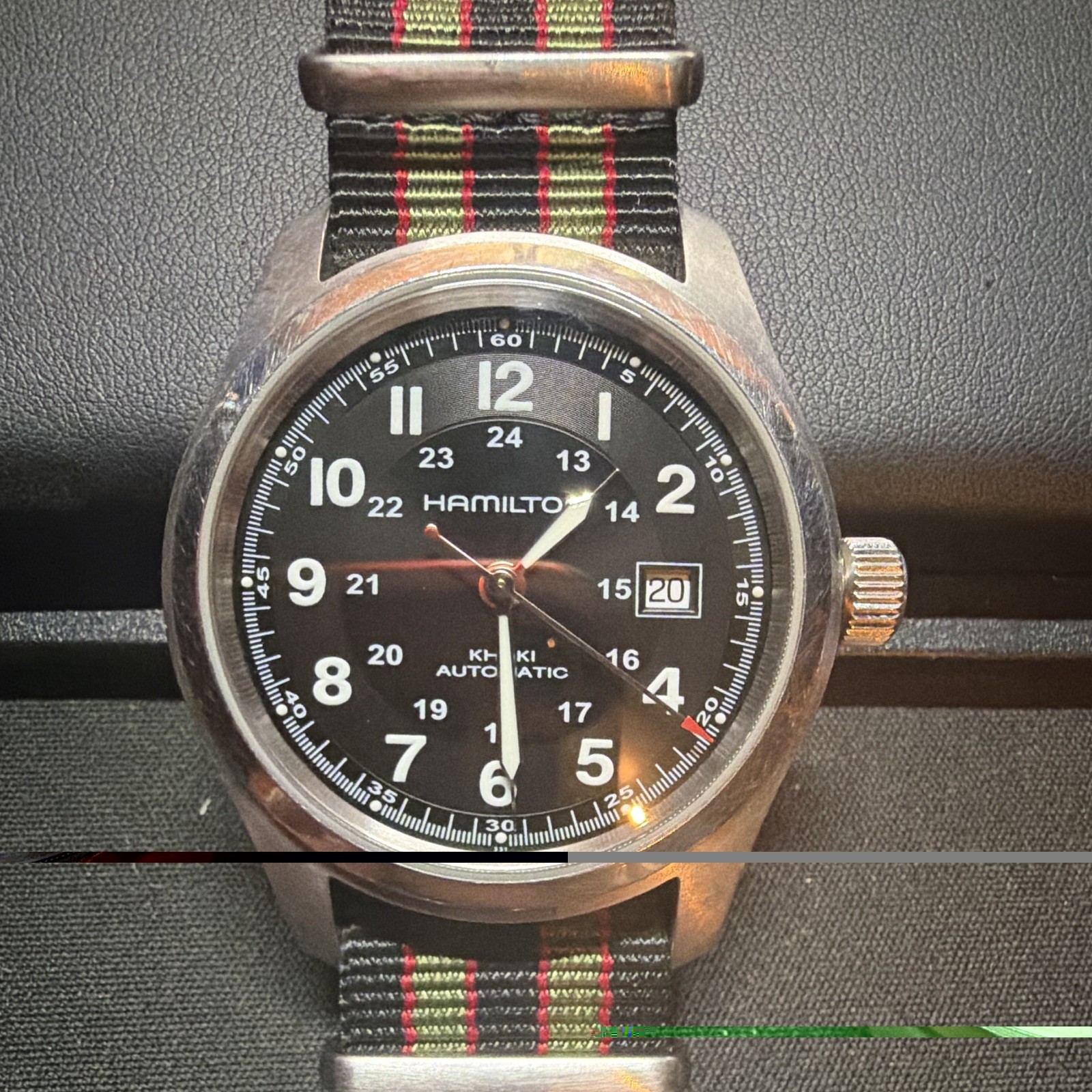 Hamilton Khaki Field Automatic Black Dial Date Sapphire 100m Nylon Strap