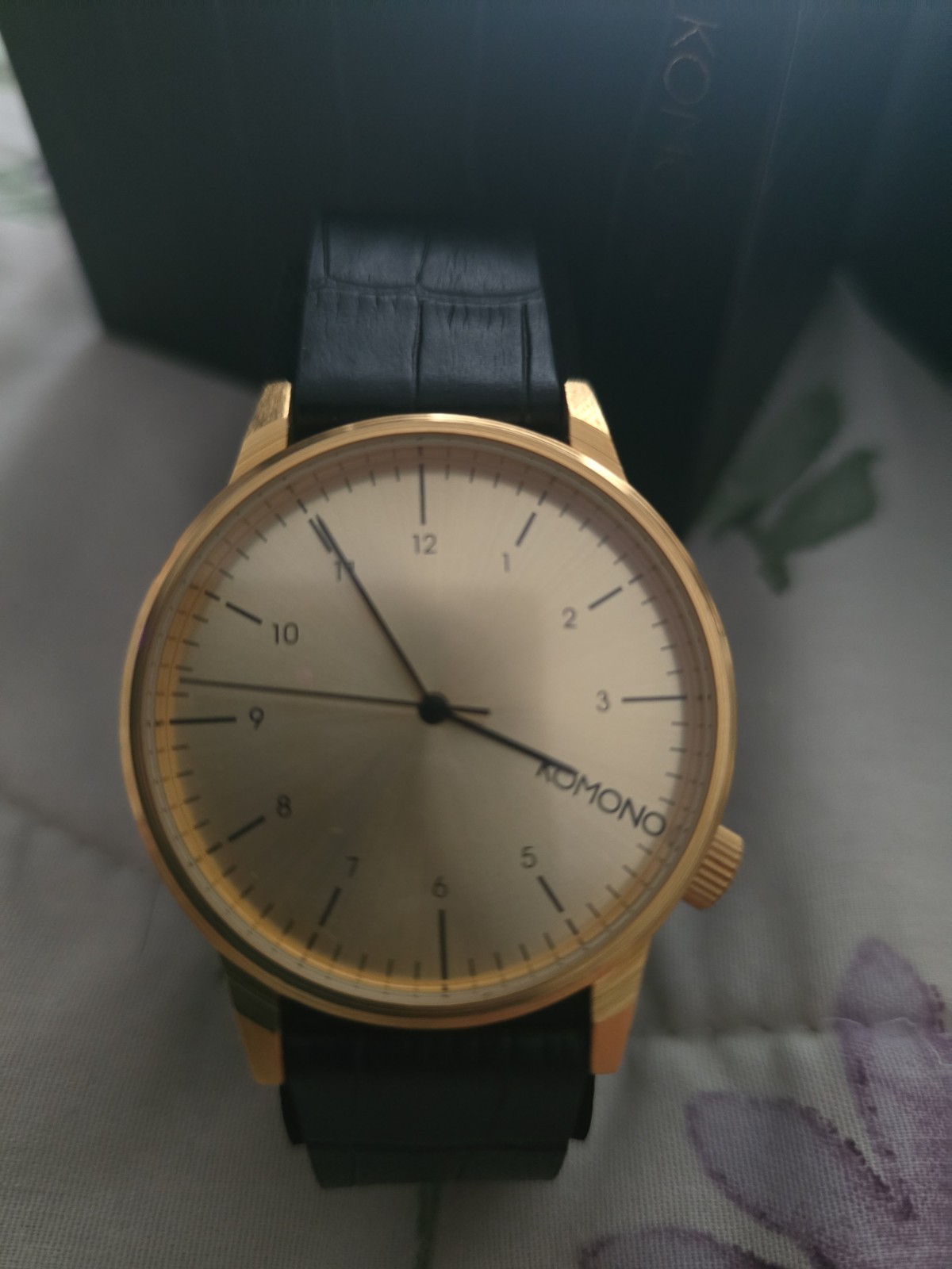 Komono Winston Black Zirconium KOM-W2002 Gold Dial 41 mm Gold Case Black Leather