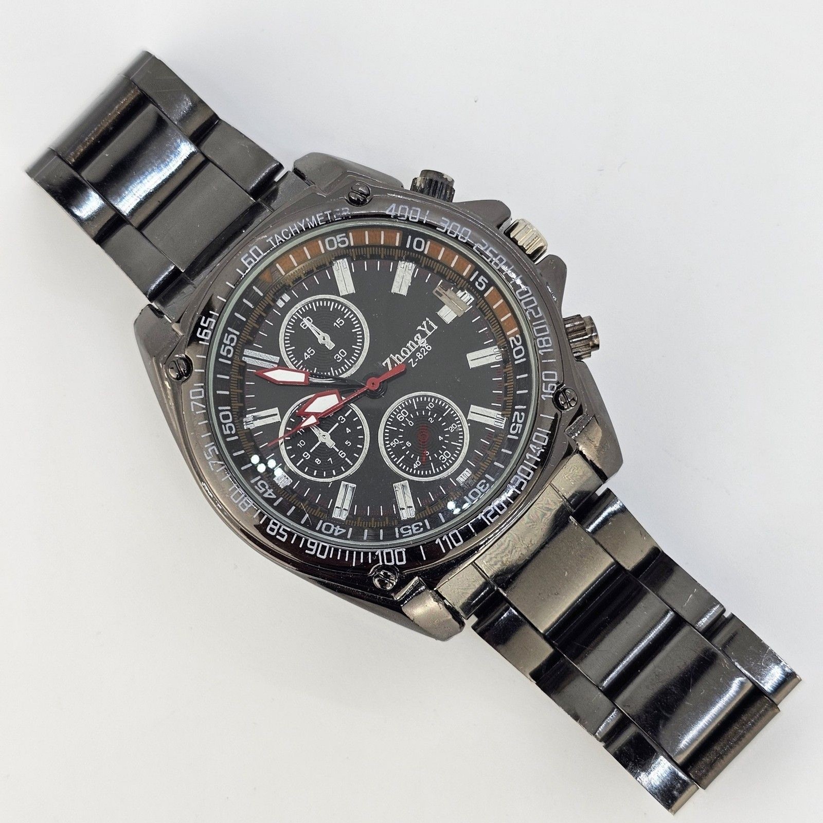 Men’s Watch Black Dial 44MM Black Case Black Bracelet Band 8″ Wrist Working