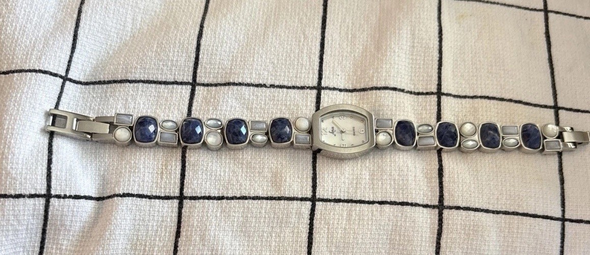 3 Real Gemstone Bracelet Women’s Quartz Watch New Battery