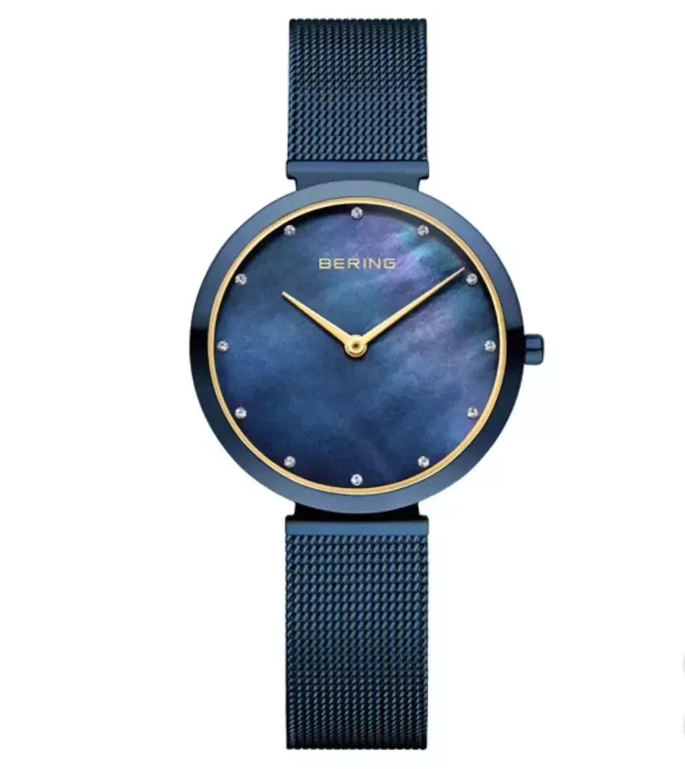 Bering Classic 18132-399 Women’s 32mm Crystal Accent Blue MOP Dial Watch NEW W T