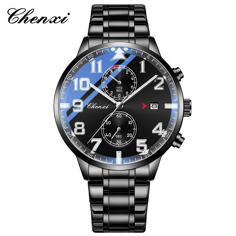 CHENXI Men’s Leather Calendar Multifunction Chronograph Luminous Quartz Watch