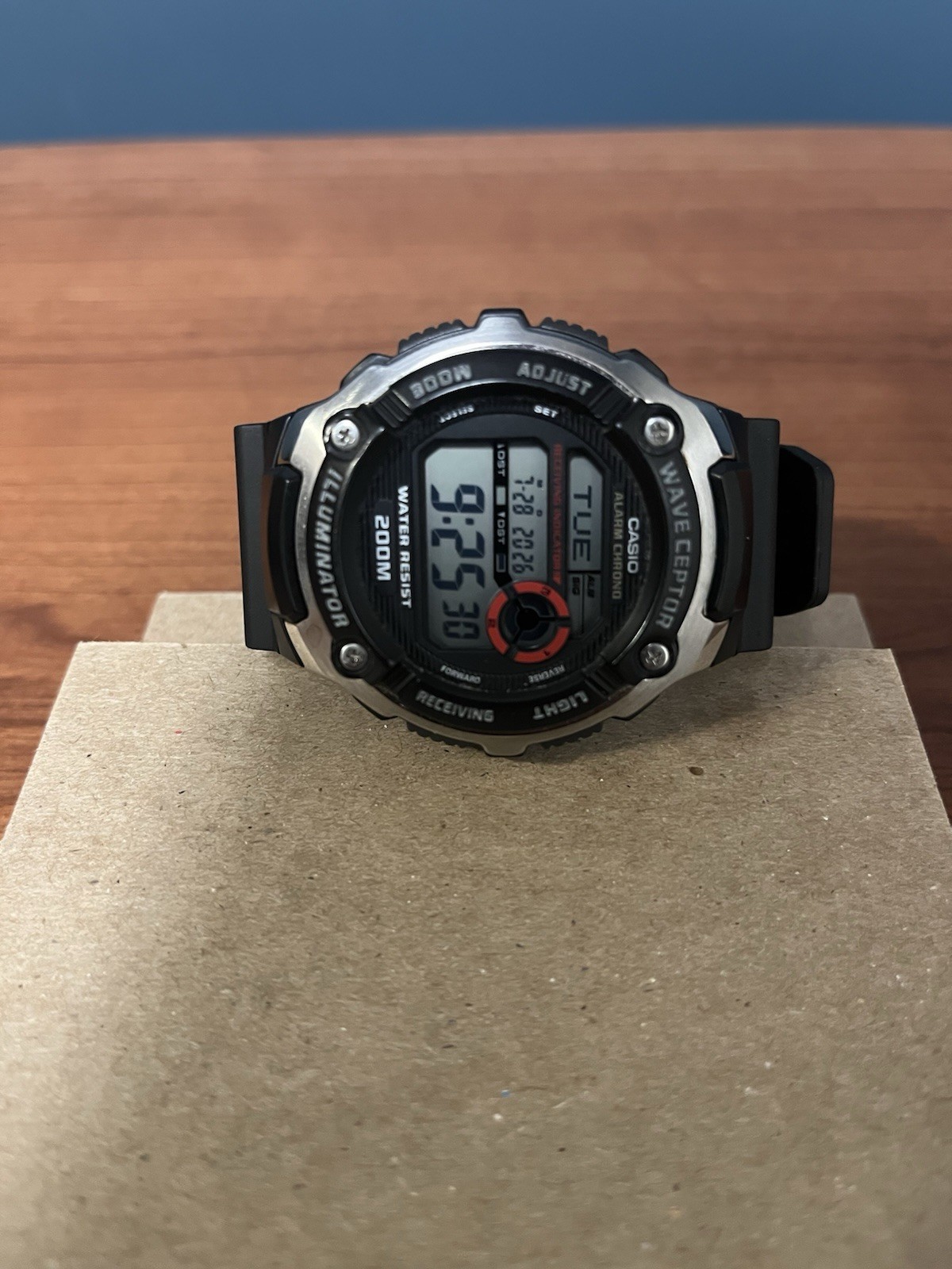 Casio Wave Ceptor 200M Atomic Digital Men’s Watch Alarm Chrono Black Resin