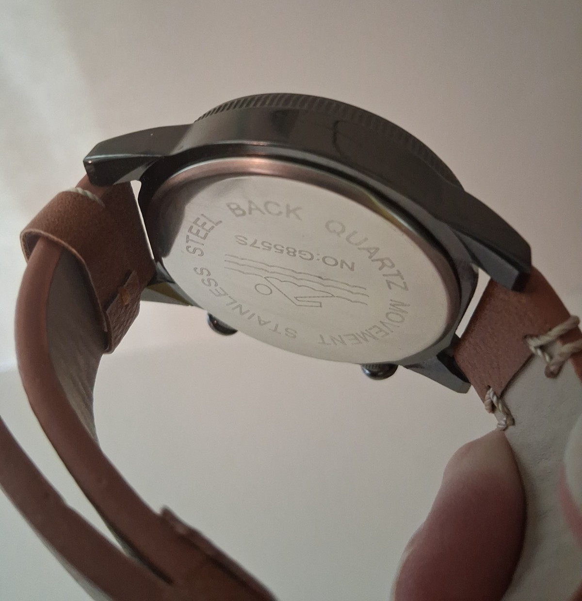 Chronograph Watch Dark Brown face Brown subdials Brown leather strap Working