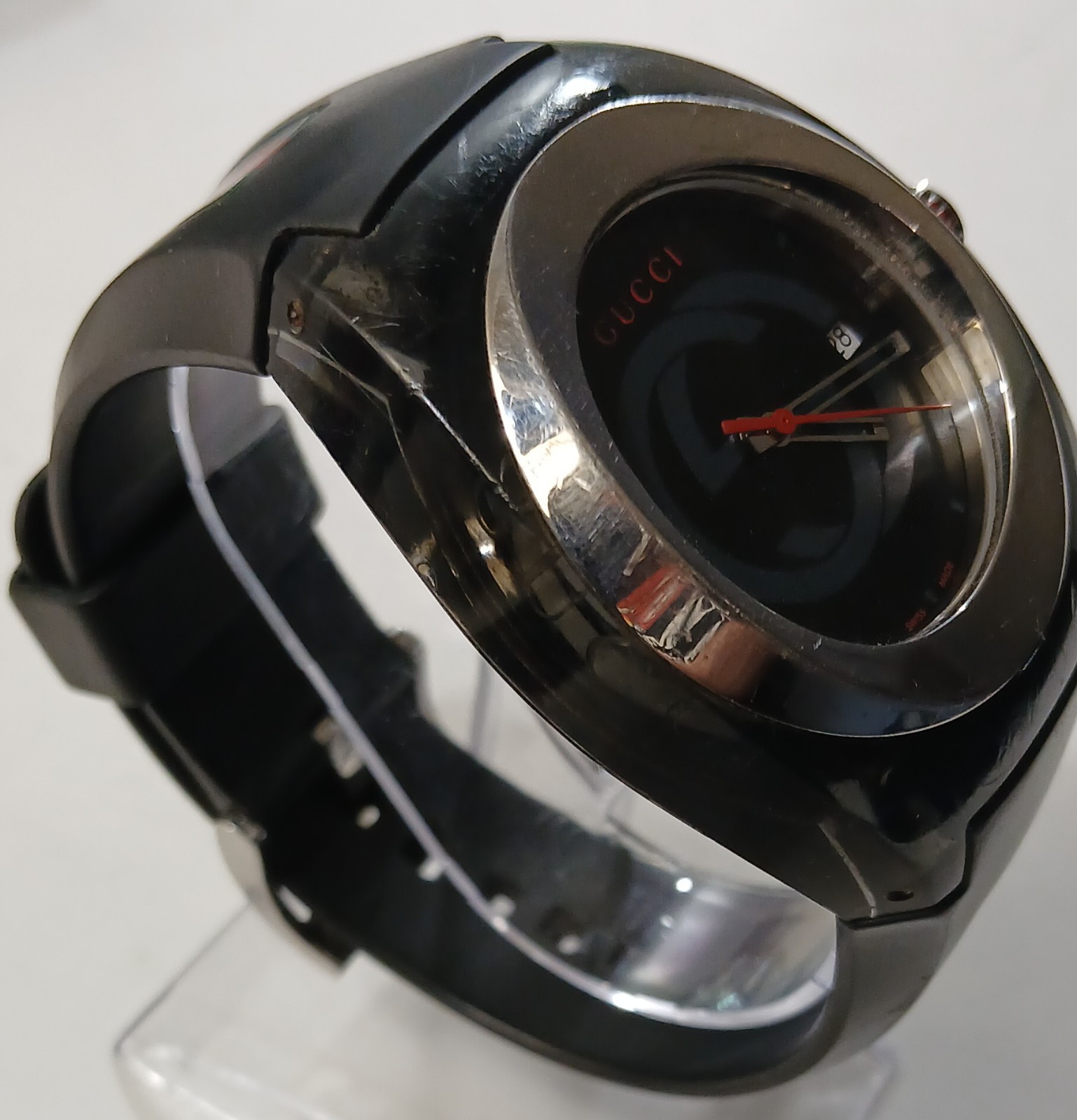 Gucci Sync L Women’s Black Dial Rubber Band Quartz Watch -* YA137301 ($670 MSRP)