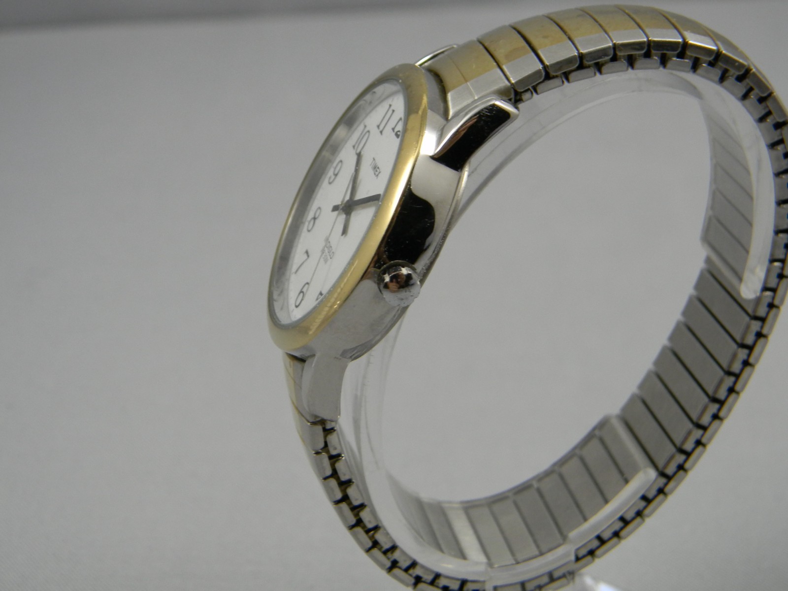 Timex Indiglo Watch Men Easy Reader 35mm Two Tone Date Stretch New Battery 6.75+
