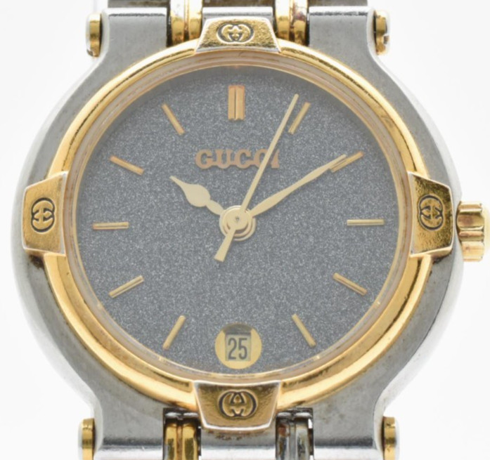 [NEAR MINT] Vintage GUCCI 9000L Black Dial Gold Quartz Women’s Watch From JAPAN