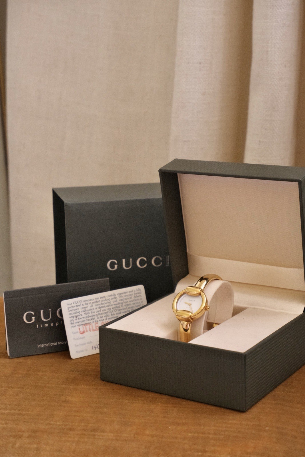 Vintage 90s Gucci 1400l Gold Plated Womens Watch with Box & Papers Working