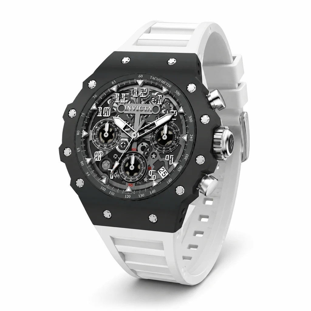 Invicta Racing Valyron Mens Watch 41mm Gray & White Skeleton Dial 69618