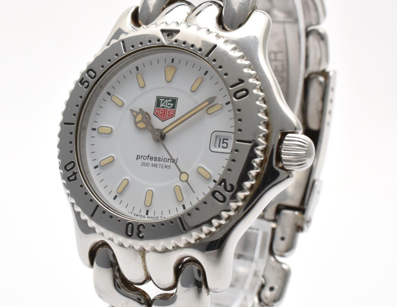 [Near Mint] TAG HEUER S/el WG1110-0 White Dial Date 38mm 200M Quartz Vintage