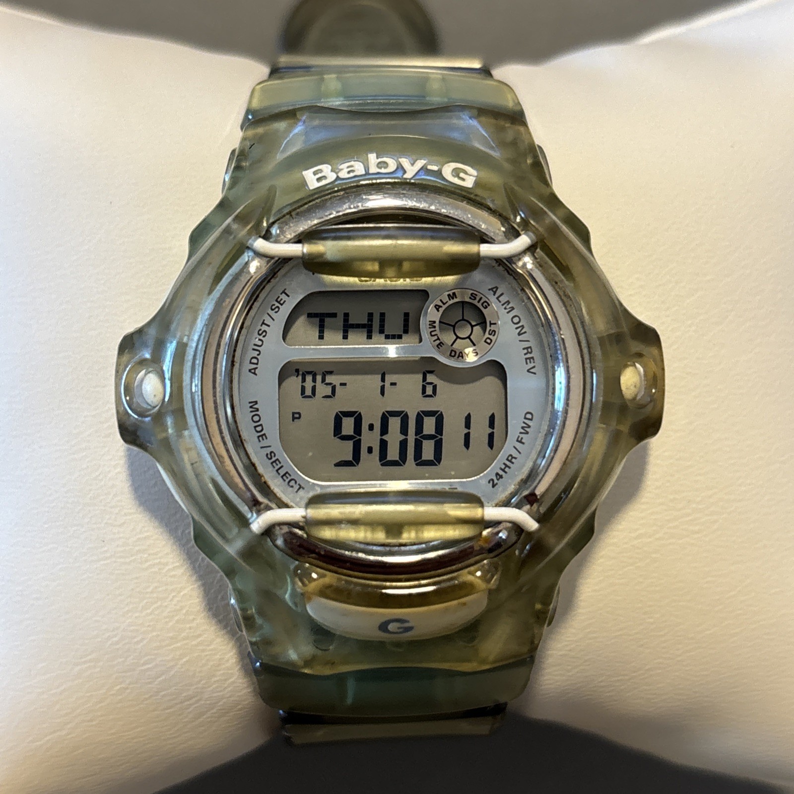 Casio Baby-G Shock Digital Watch BG-169R Clear Green White WR 200m – Works!