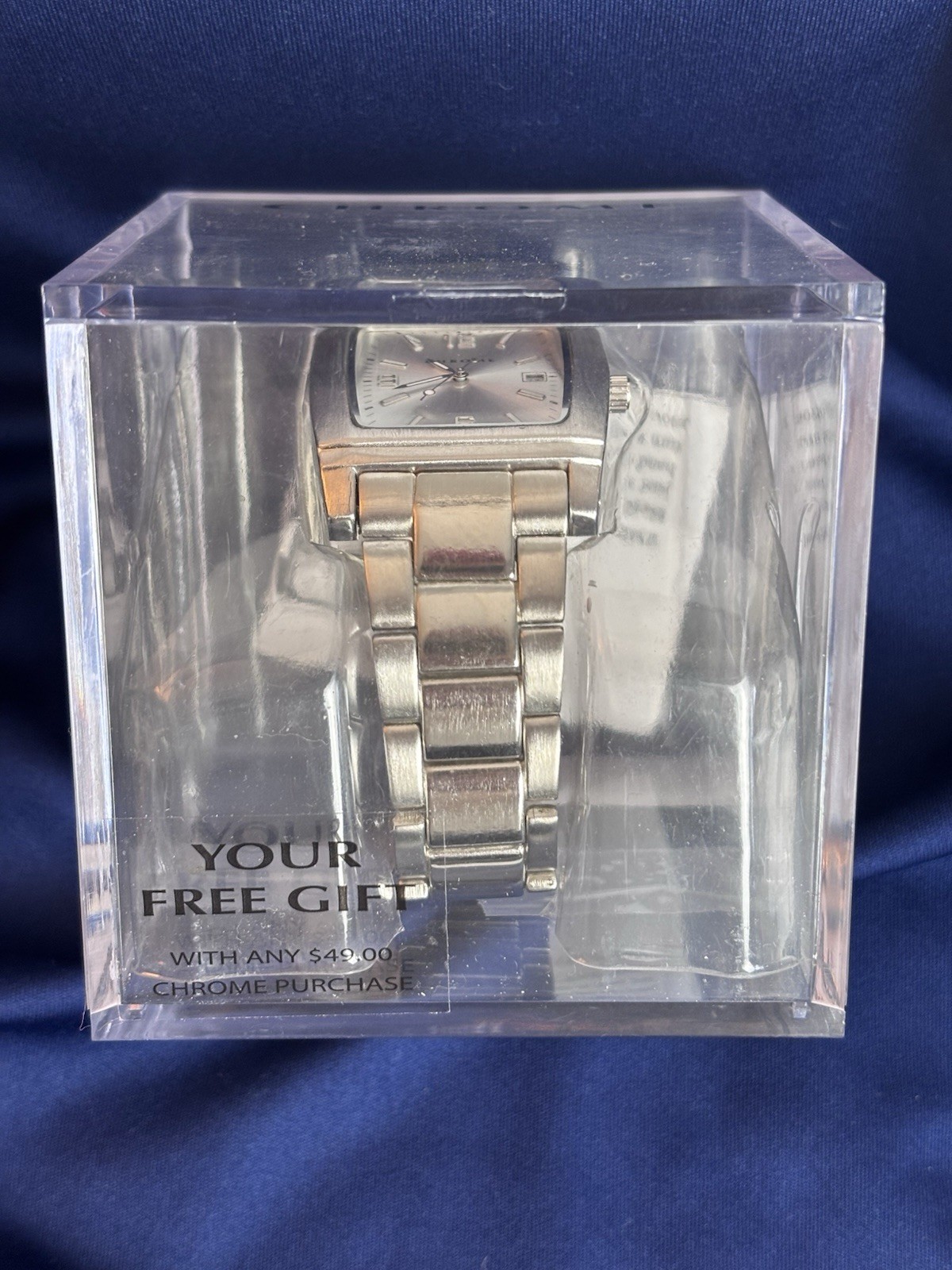 AZZARO CHROME Square Dial Men’s Silver Watch New In Box Needs New Battery
