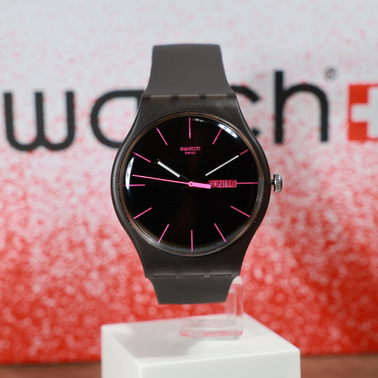 New Gent Swiss Swatch Watch BROWN REBEL SUOC700 Gray Black Pink Day Date 41MM