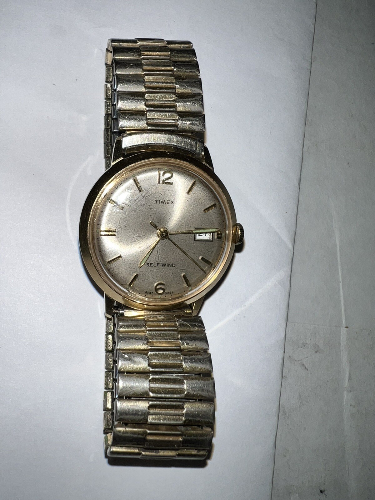 1969 Timex Men’s Self Wind Automatic Date Watch 4147-3268 Water proof 1960’s