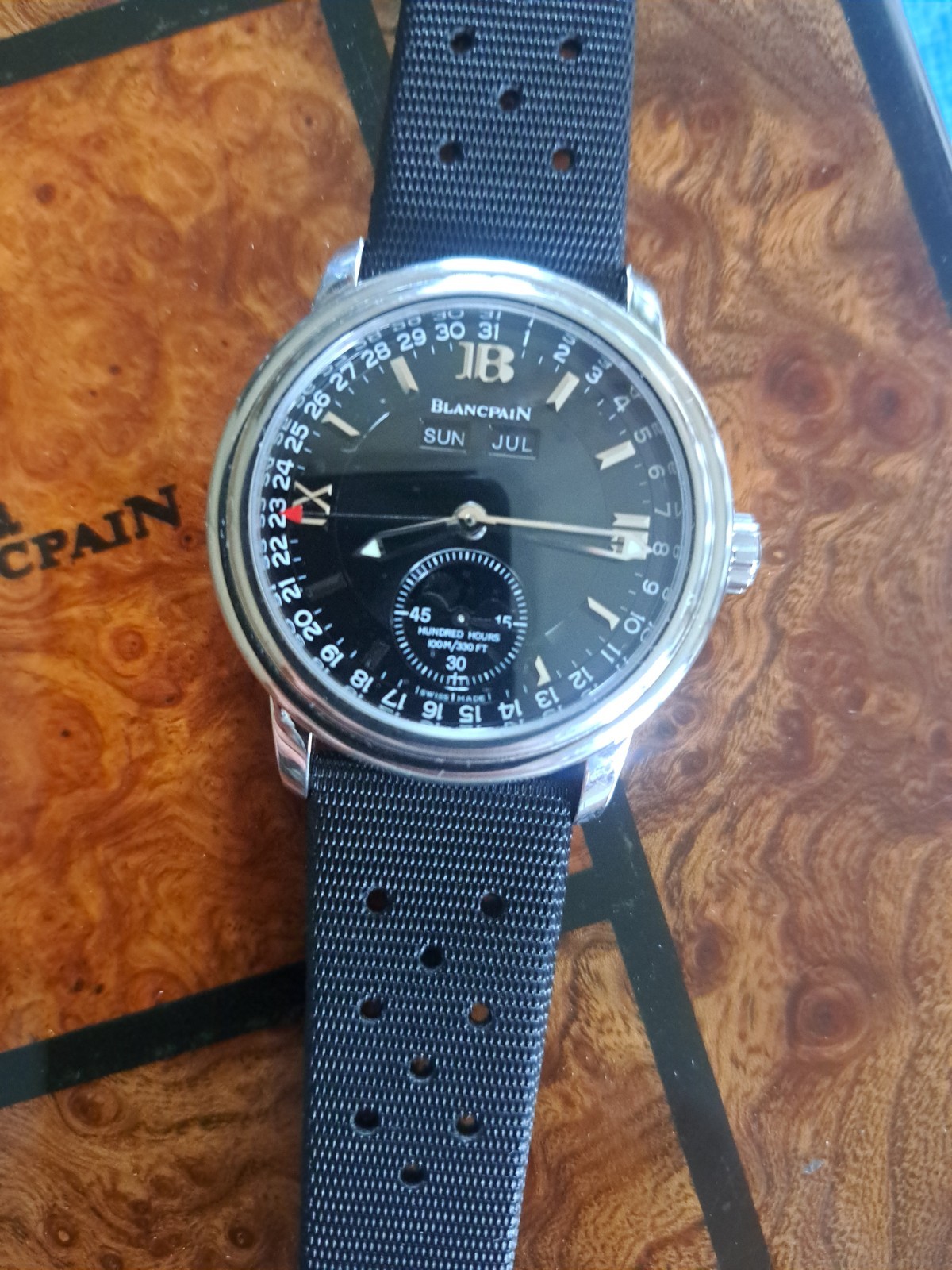 Blancpain Leman Complete Calendar Moonphase Black Dial Rare 38mm W/Box