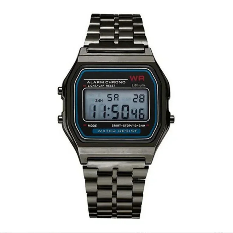 Retro Square Electronic Watches Digital Display Women Men Watch Rose Gold Silver