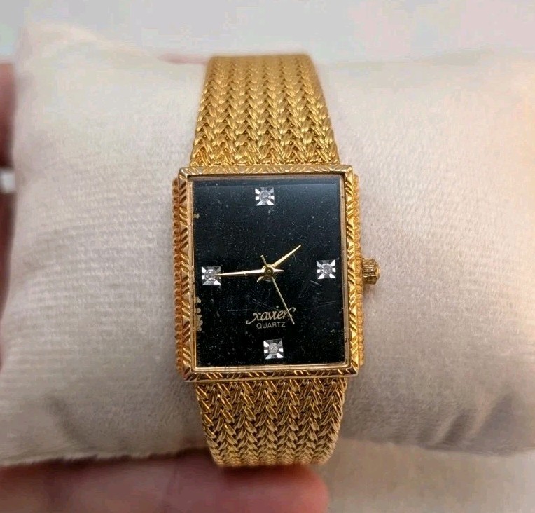 Vintage Xavier Quartz SWC L998 Thailand Movement Diamonds & Gold Watch PARTS