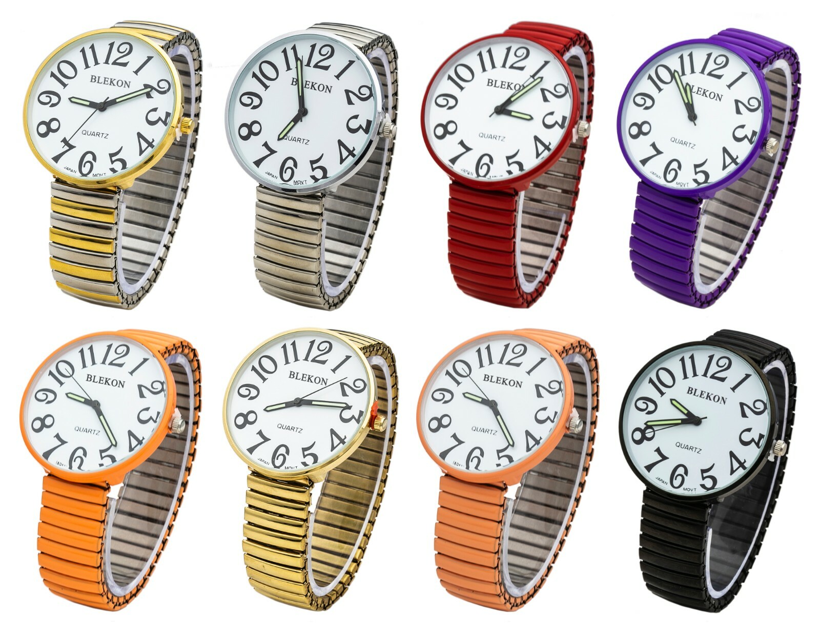 Blekon Collections Unisex Jumbo Big Numbers Stretch Elastic Band Fashion Watch