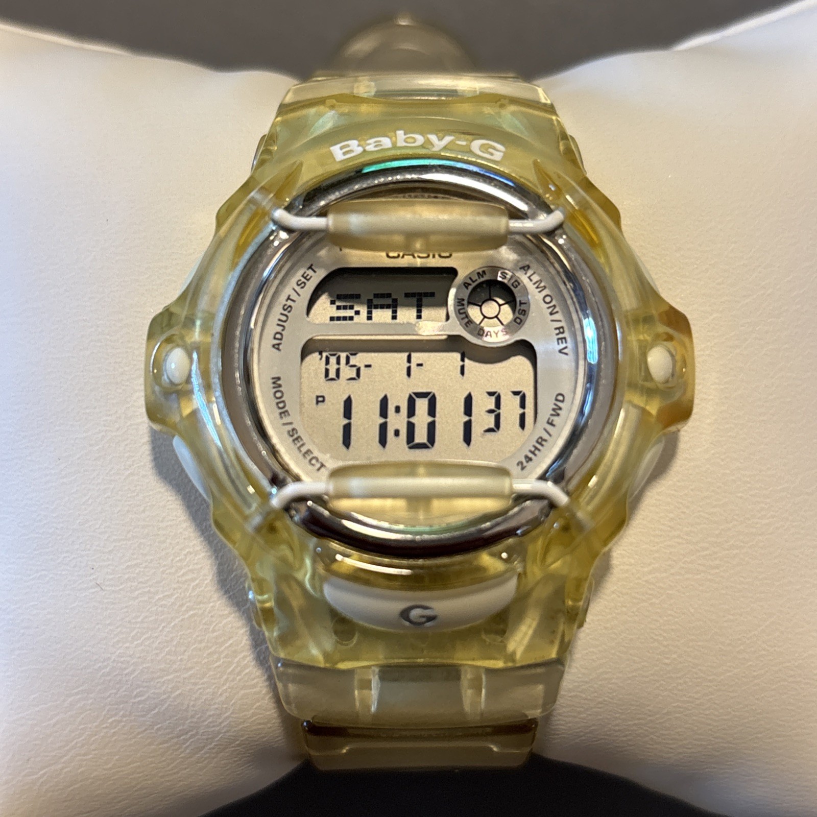 Casio Baby-G Shock Digital Watch BG-169R Clear Yellow White WR 200m – Works!