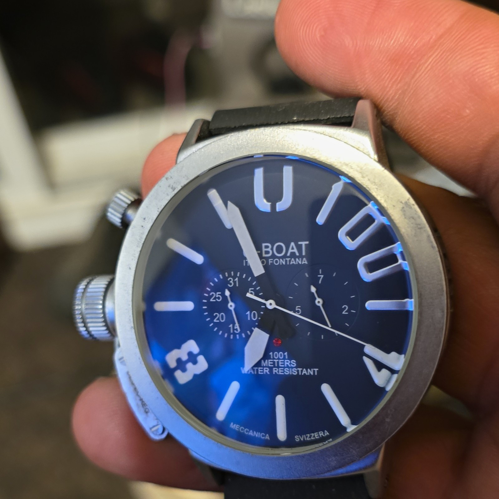 U-Boat Italo Fontana Men’s Blue Dial Chronograph Manual 45mm SS Rubber Strap