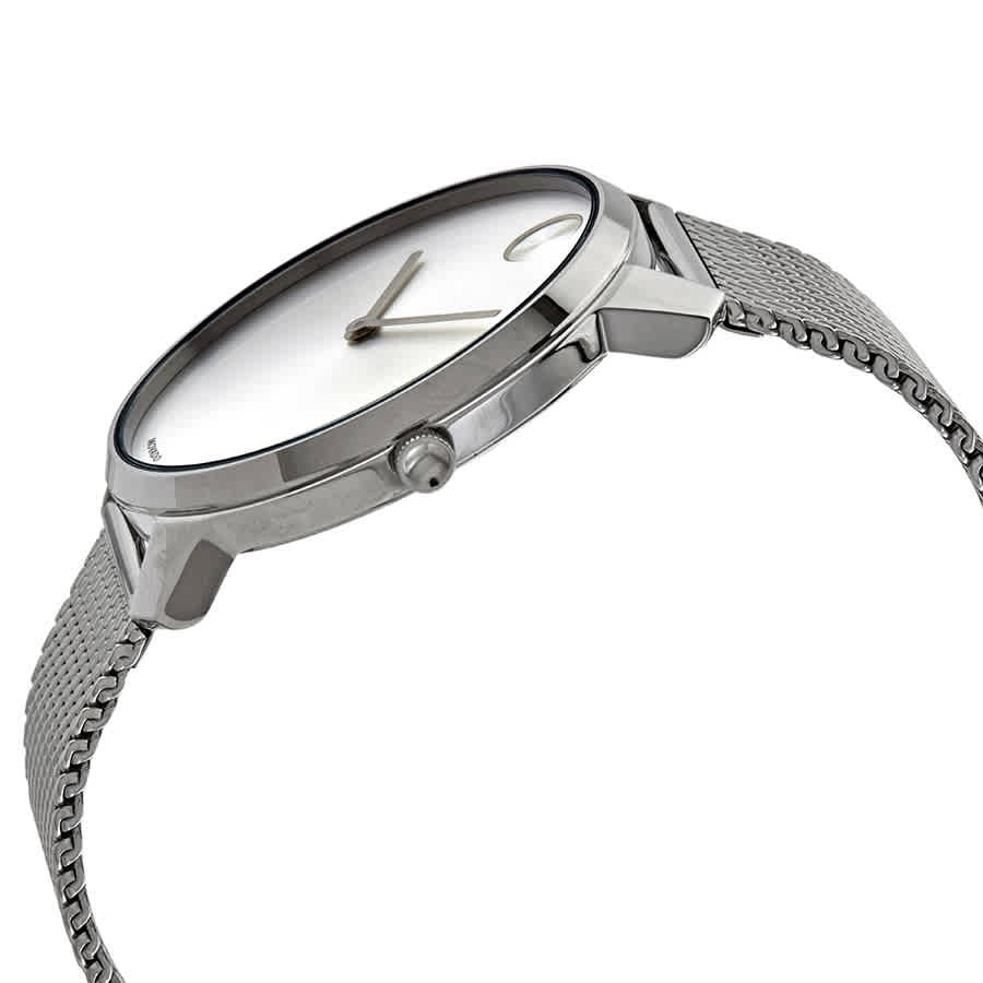 Movado Bold Quartz Silver Dial Stainless Steel Mesh Men’s Watch 3600589