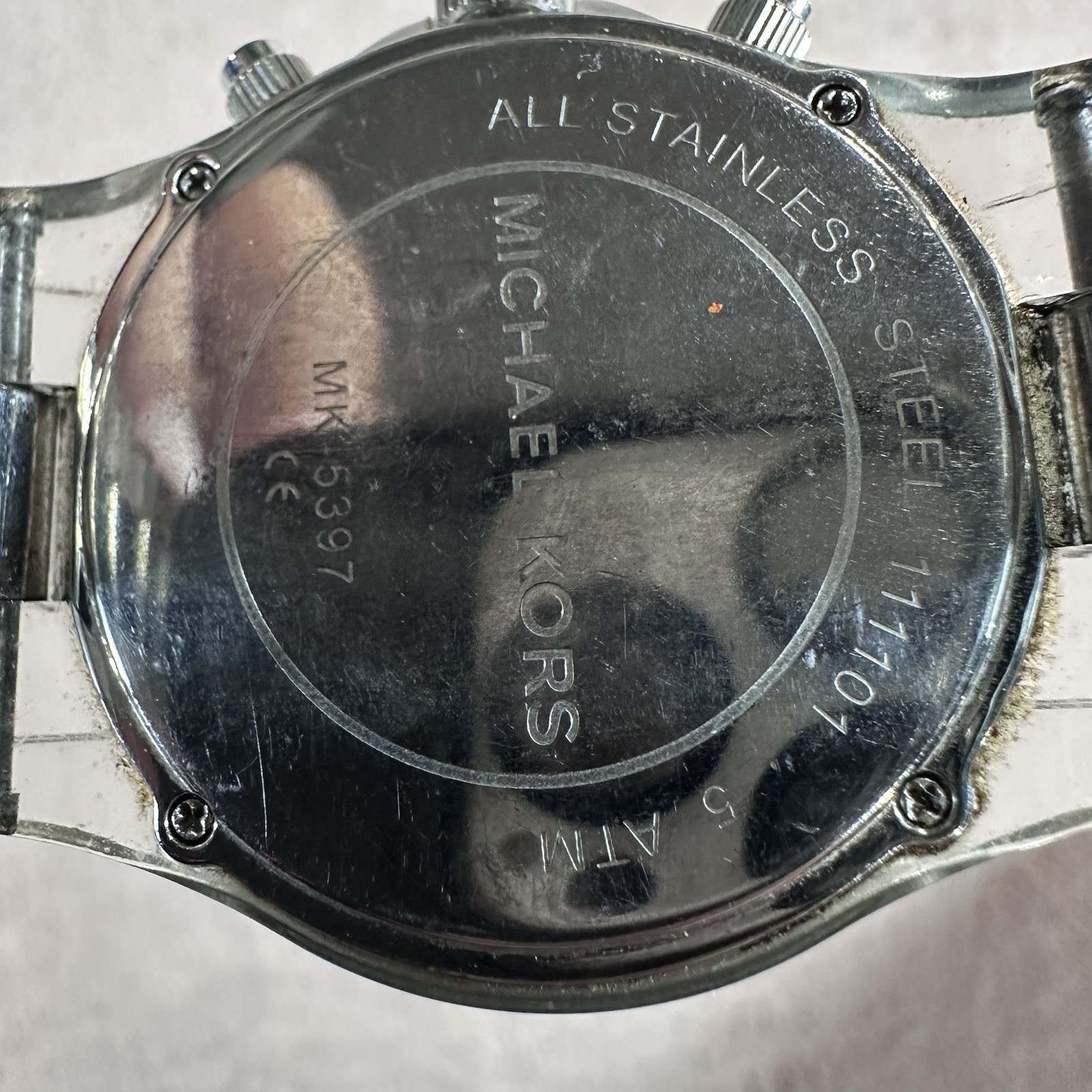 Michael Kors MK5397 Glitz Chronograph Womens Watch Silver Clear Acrylic Band
