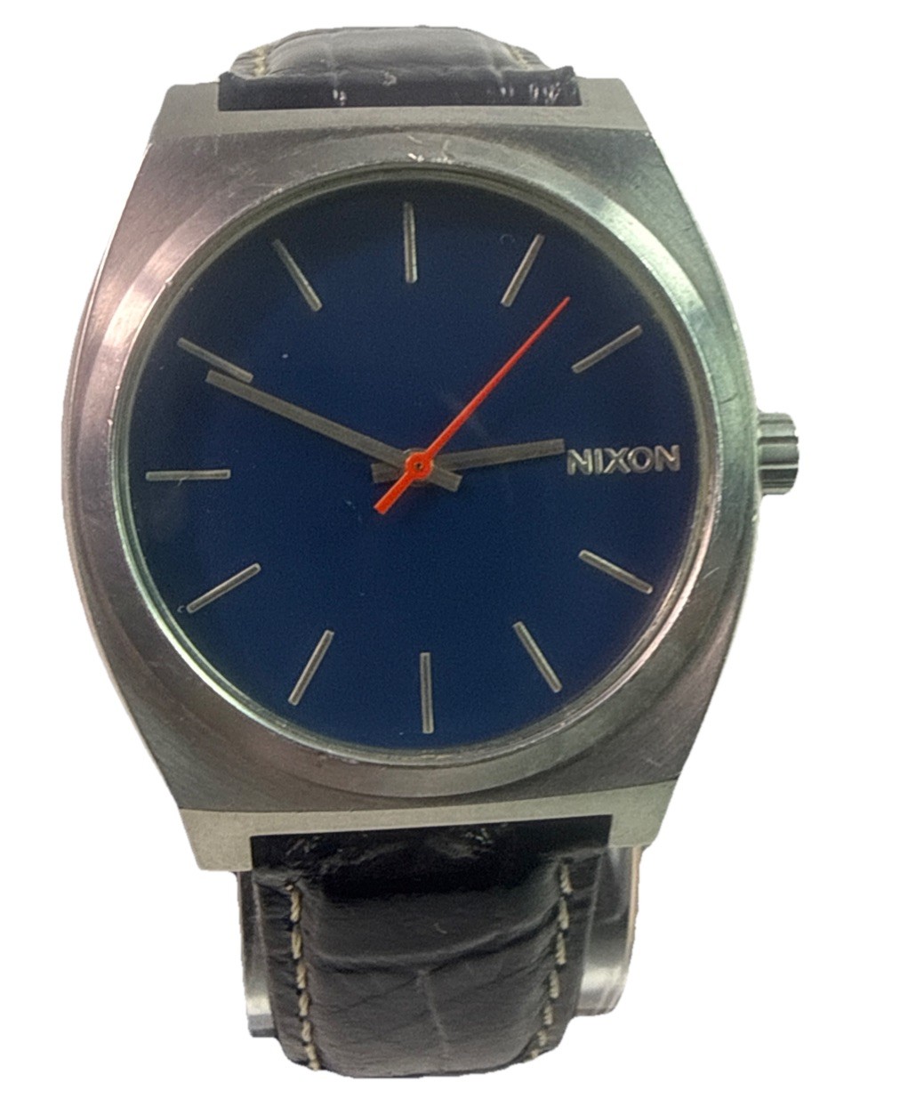 Nixon Minimal The Time Seller Blue Dial Stainless steel Case/ Leather Band watch