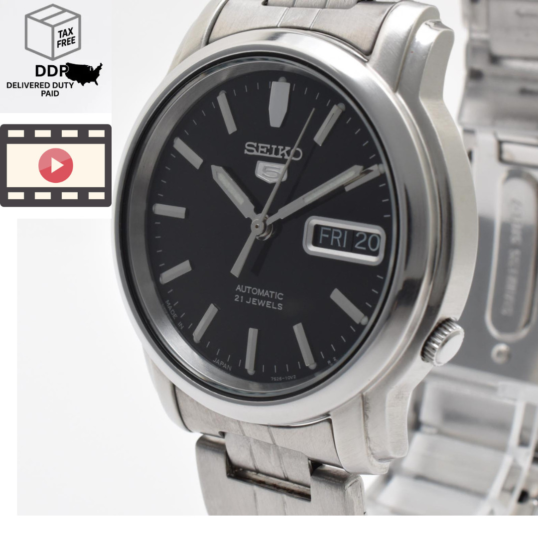 [ NEAR MINT ] SEIKO 5 7S26-03S0 Silver Dial 37mm Automatic Watch From JAPAN