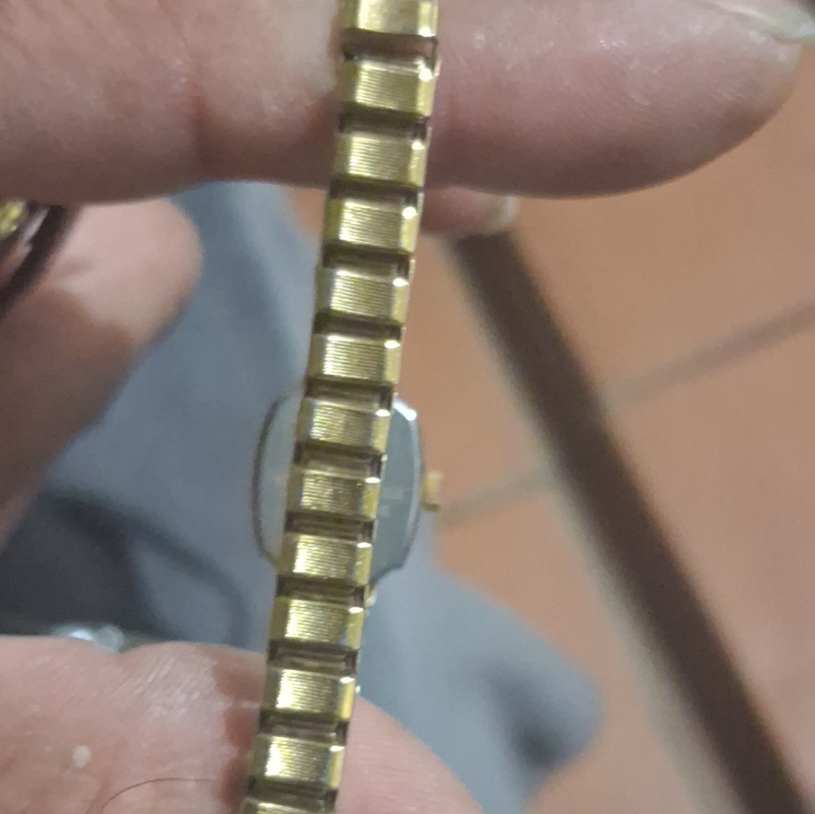 Helbros Quartz Vintage 80s Rectangular White Dial Gold Tone Bracelet Watch
