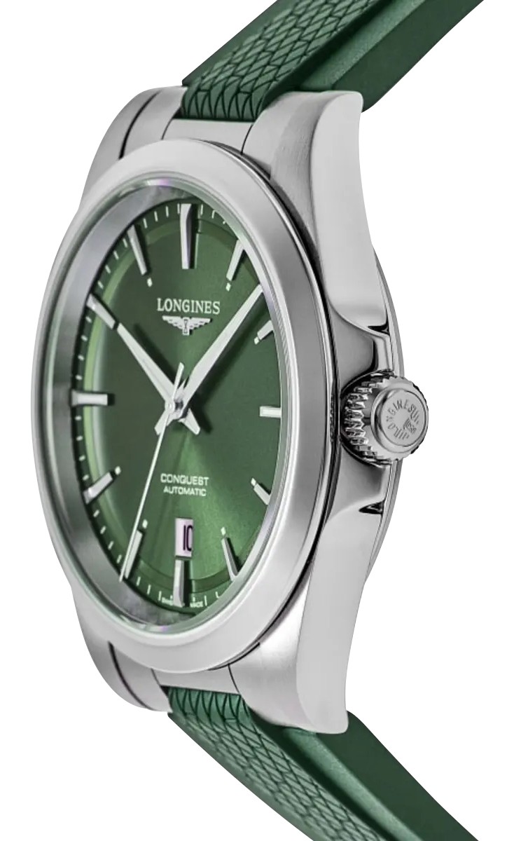 Longines Conquest Automatic Steel Green Dial Rubber Date Mens Watch L38304029