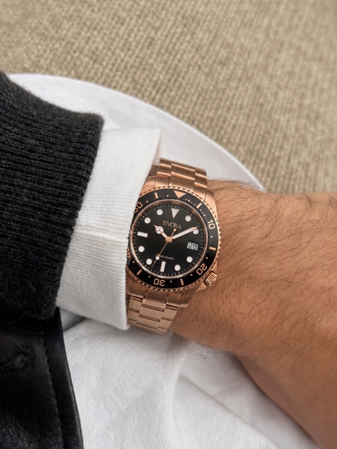 TÍVORÁ EQUINOX Rose Steel Diver Dial Automatic Watch