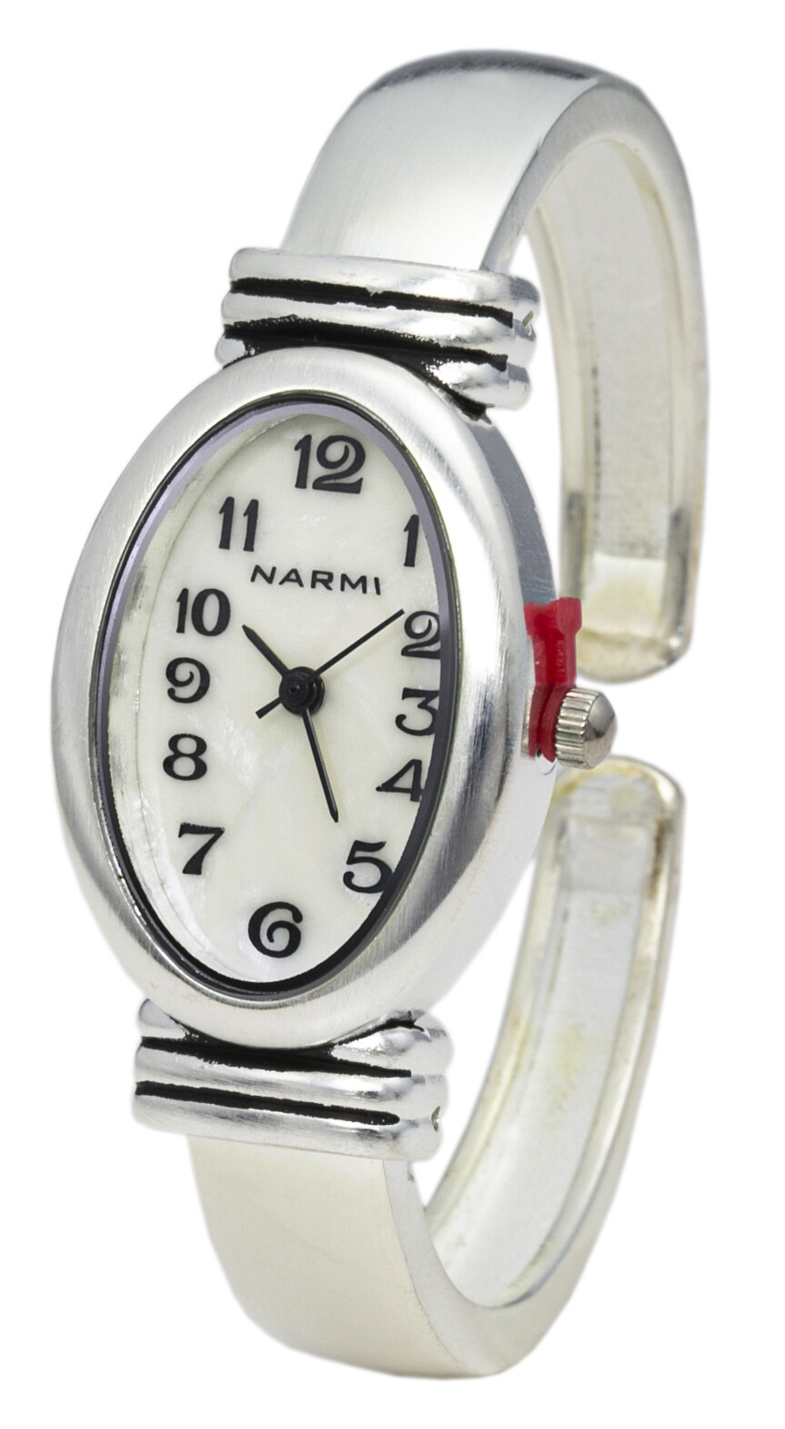 Blekon Collections Women’s 22mm Oval Case Brushed Silver Bangle Cuff Watch