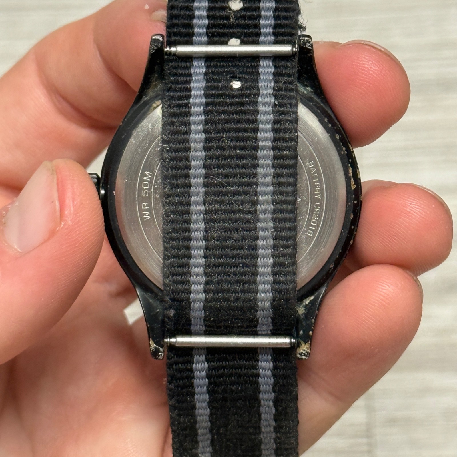 Timex Expedition Quartz Beige Dial Black Nylon Strap Indiglo Date WR 50m