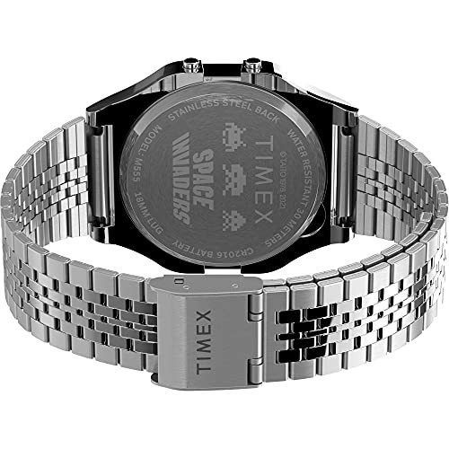Timex T80 x Space Invaders 34mm Watch Silver Stainless Steel Bracelet