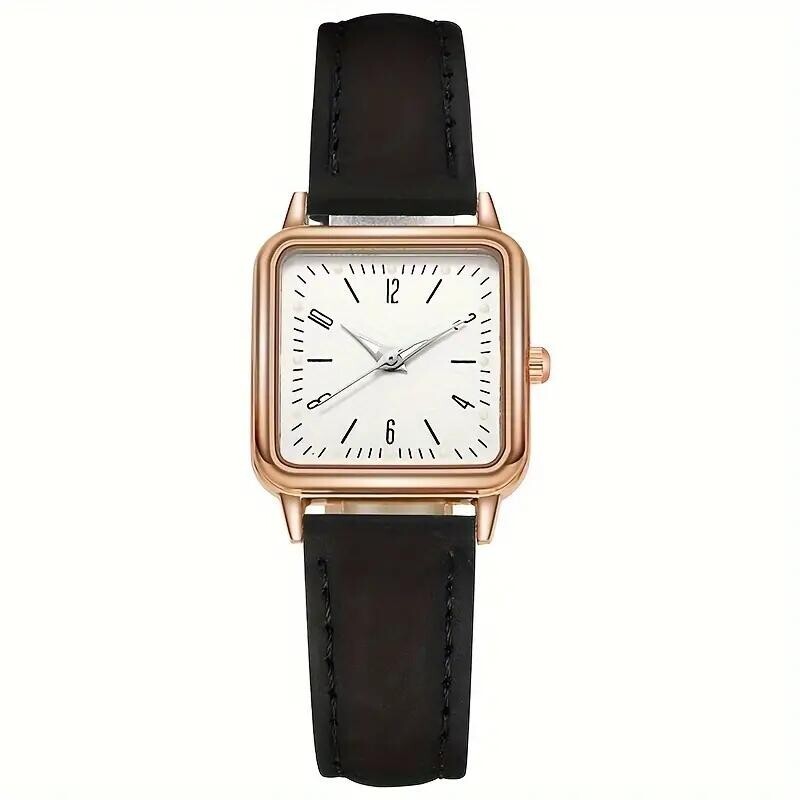 Fashion Casual Square Pointer Quartz Watch PU Leather Wrist Watch Gift