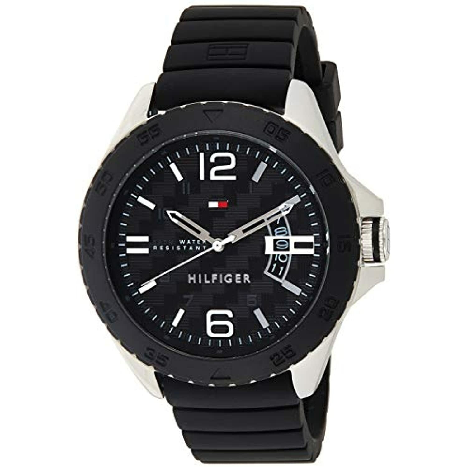 TOMMY HILFIGER 1791203 BLACK SILICONE DATE MEN’S WATCH