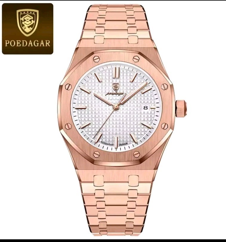 POEDAGAR Rose Gold Luxury Quartz Watch | Stainless Steel Date Display