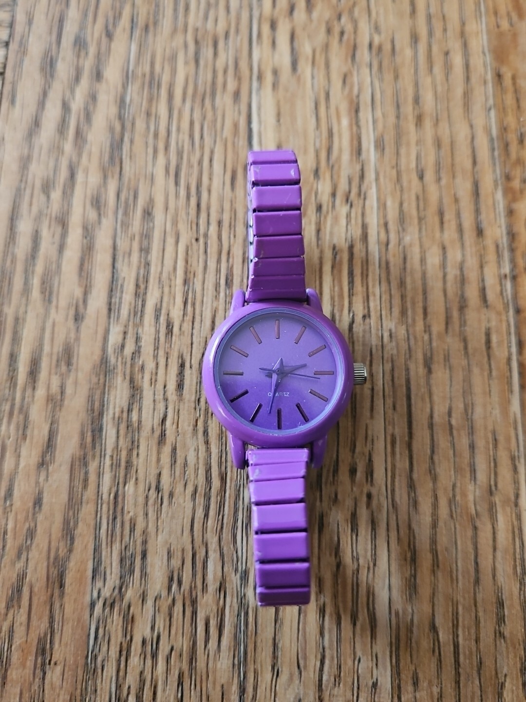 Purple Quartz Watch Expandable Band, 0.75” Diameter, SR626SW, Needs Battery