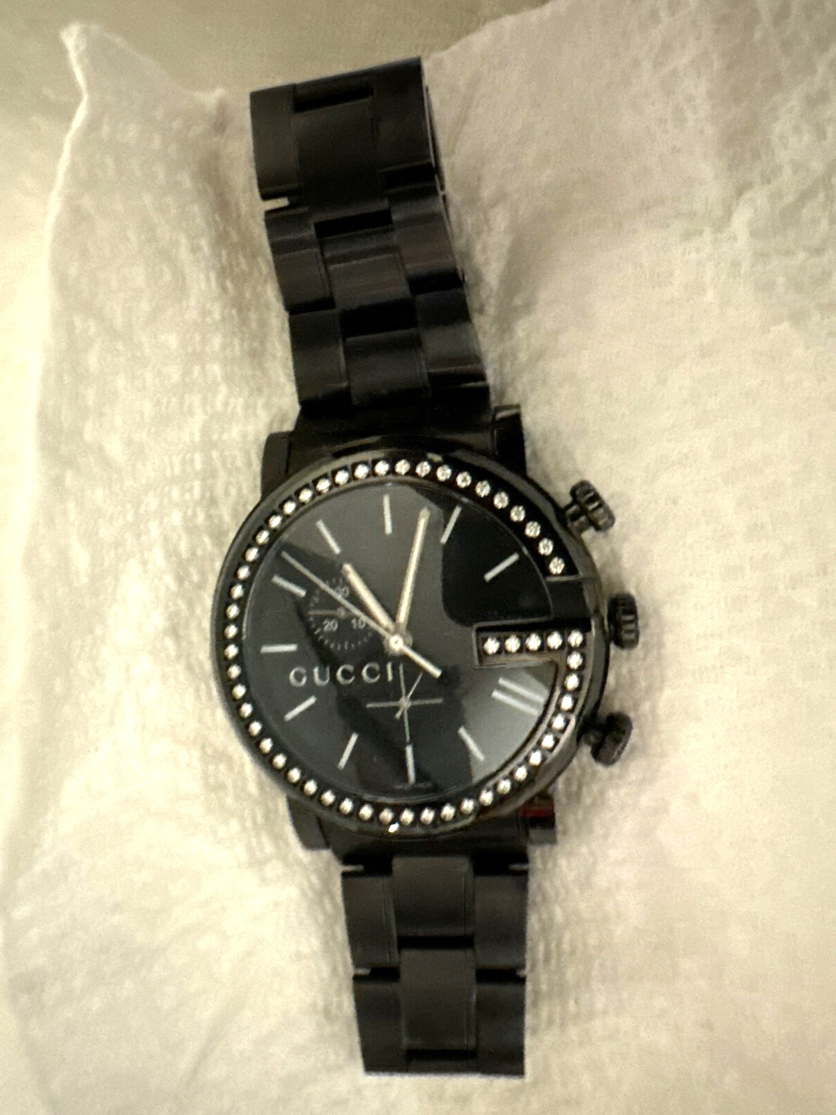 Auth Diamond Bezel Gucci Mens 3.1ct G Chrono 101M YA101331 Watch Store $6600